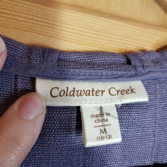 Coldwater Creek Womens Size M 3/4 Sleeve Full Zip Hooded Jacket Blue‎ 100% Linen - Picture 5 of 7